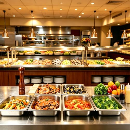 4 Pack Half Size Hotel Pan, 1/2 Size 2.5 Inch Deep Stainless Steel Steam Table Pan, Stackable Steam Pan, Half Pans for Chafing Dishes, Breading Trays for Home, Party, Hotel, Buffet