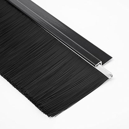 uxcell Door Brush Bottom Sweep h-Shape Aluminum Alloy Holder with 2.36-inch Black Nylon Brush, 1000mm x 80mm(Approx 39.37-inch x 3.15-inch) - color: Black, size: 39.37" x 2.36"