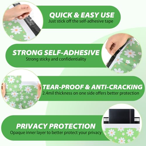 Oududianzi Poly Mailers 10x13, 100PCS Waterproof Shipping Bags, Self-Sealing Mailers Poly Bags, Mailing Envelopes Bulk, Packaging Bags for Online and offline Small Bussiness - color: Big Daisy, size: 10x13 - 100Pack