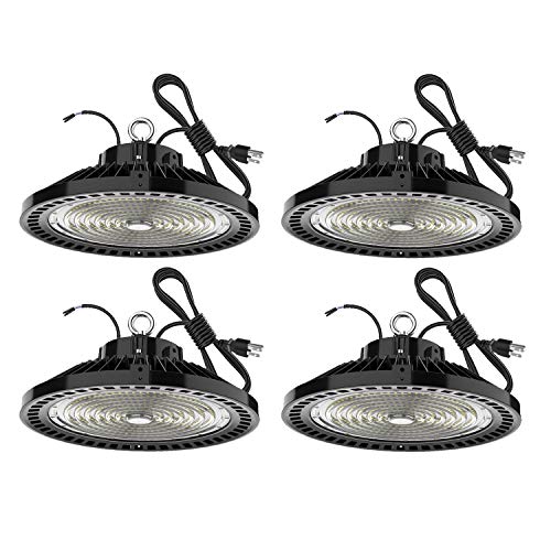 UFO 150W Led High Bay Shop Light Bulb 5000k,Dimmable 22500 Lumens (600W HID/HPS Equivalent) Bright White, Industrial Highbay Warehouse Light Fixtures, AC 90-277V Waterproof IP65 4Pack