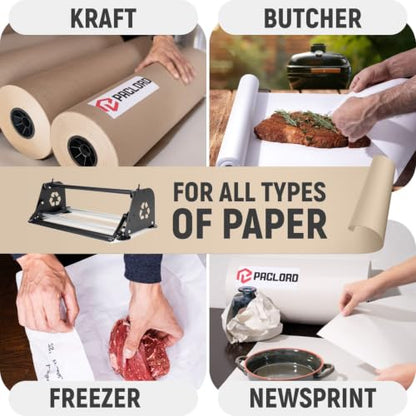 36" Paper Dispenser with Cutter + 75 lb Natural Brown Kraft Paper Roll - color: 1 Roll + Dispenser, size: 36" x 475' 75 Lb