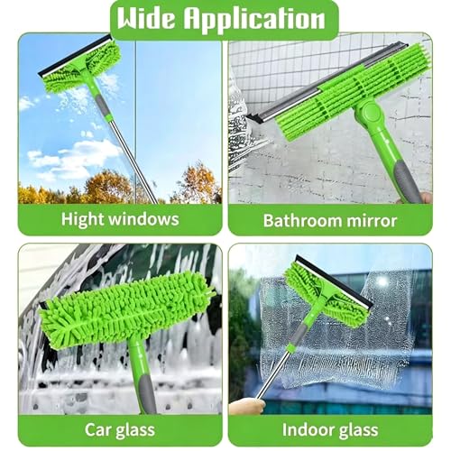 2-in-1 Window Cleaner Tool, 68'' Squeegee for Window Cleaning - color: Green