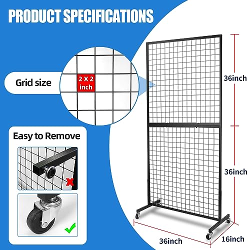 NectaCol Grid Wall Panels, 2 Packs 3'x 6' Grid wall Panels Stand with T-Base, Black Wire Gridwall Display Rack, Craft Show Display Rack, Art Gridwall Display Stand - size: 2 Packs 3'x 6'
