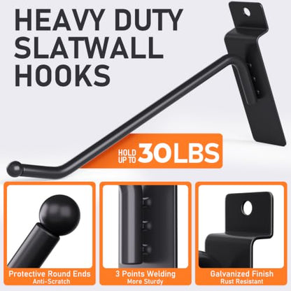 INCLY 60 Pack Slatwall Hooks, 6 Inch Slat Wall Hanging Hook and Hanger - size: 6 Inch