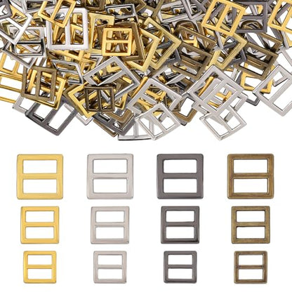 120 Pcs Sewing Mini Slider Tri-Glide Buckles, 8 mm 10 mm 12 mm Metal Slide Buckle Webbing Strap Adjustable Buckle Fasteners Belt Adjuster DIY Accessories for Purse Bag Backpack, 4 Colors