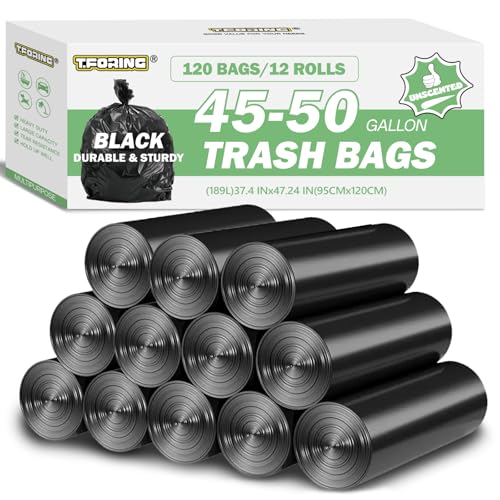 45-50 Gallon Trash Bags Unscented, 38'' x 47'', Black, 120 Count - color: 45-50 Gallon | 120 Count, size: 120 Count(pack of 1)