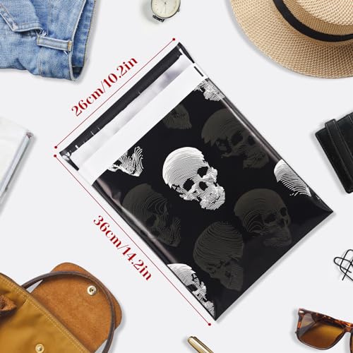 10x13 Inch Halloween Poly Mailers, Skull Printed, 100 Pack Self Sealing - color: Skull