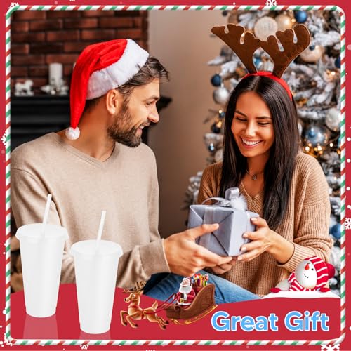24 Pack Plastic Tumblers with Lids and Straw, Reusable Cups with Lids and Straws White Cups for Cold Drink Iced Coffee, Plastic Tumbler Bulk for Party Birthday Gifts (24 oz, White) - color: White-24pcs