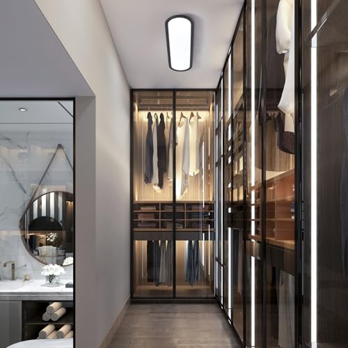 Ganeed Modern Linear Ceiling Lights, 36W LED High Brightness Long Ceiling Lamp, 27.6 Inch Ultra Thin Low Profile Light Fixture for Bedroom Kitchen Closet Hallway, Black/Cool White 6000K - color: Cool White/27.6 Inch/Black, size: Cool White/27.6 Inch