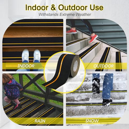 S&X Anti Slip Tape 4in x 60ft Grip Tape for Stairs & Ramps, Reflective - color: Black/Reflective, size: 4" X 60'