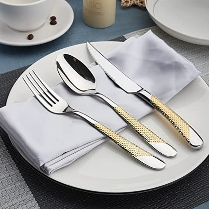 40-Piece Gold Silverware Set Stainless Steel Flatware Set Cutlery Set