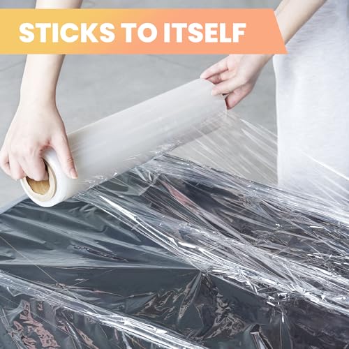 TAPEBEAR 4Rolls Stretch Wrap Heavy Duty 15" x 1000 Ft, 80 Gauge Shrink Wrap - size: 15" x 1000Ft x 4Rolls
