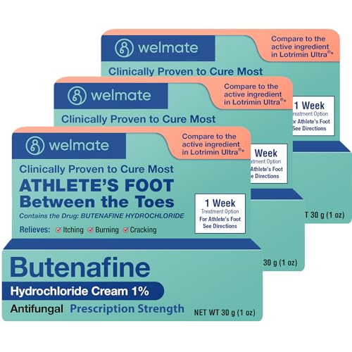 WELMATE Butenafine Hydrochloride 1% Antifungal Cream for Skin, 1 oz, 3pk - style: 3 Pack