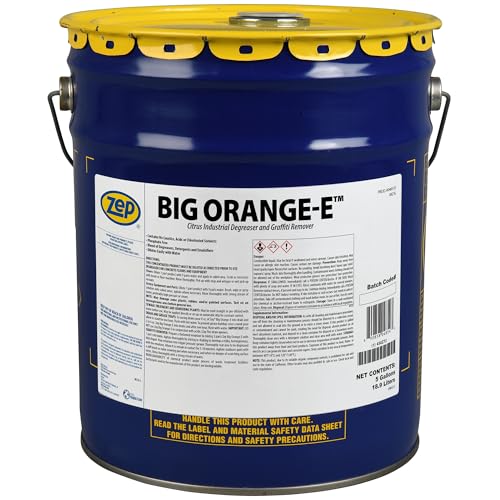 Zep Big Orange-E Heavy-Duty Citrus Degreaser Liquid - 5 Gallon (1 Unit) 48535 - Industrial Strength Formulated with Organic Degreasers, Dissolves Heavy Soil, Grease, Oil, and Protective Coatings