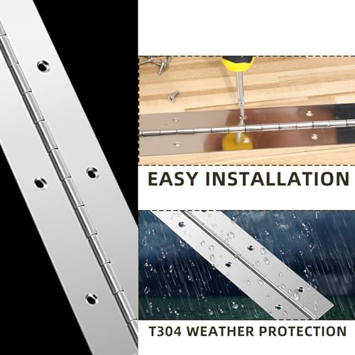 Gisafai 48 Inch 2 Pack Piano Hinges Heavy Duty Steel Continuous Hinge - size: 48 Inch