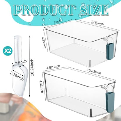 Havawish Ice Storage Bin and Flexible Scoop Set Plastic Freezer Bin - color: Dark Blue, size: 10.83 x 7 x 4.33 In,10.83 x 4.92 x 4.33 in, style: Classic