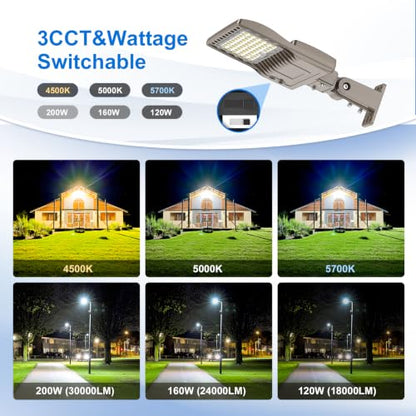 200W LED Parking Lot Light 30000LM Commercial LED Shoebox Light AC 100-277V - size: AC 100-277V | 3/4/5000K - 2-in-1 Mount