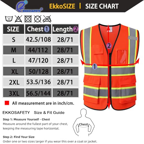 Hi Vis Reflective Safety Vest for Men Women,EK175,Orange,M - color: Orange, size: Medium