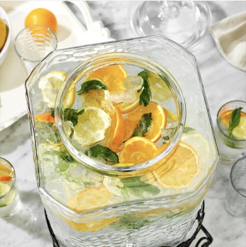 5 GALLON Drink dispenser, Glass Beverage Dispenser With Elegant Stand, Large Water Drink Dispensers for Parties With 100% Leak Proof Spigot, Ideal for Lemonade,Juice, Tea, and Party Drinks - color: Stand Clear - 5 Gallon