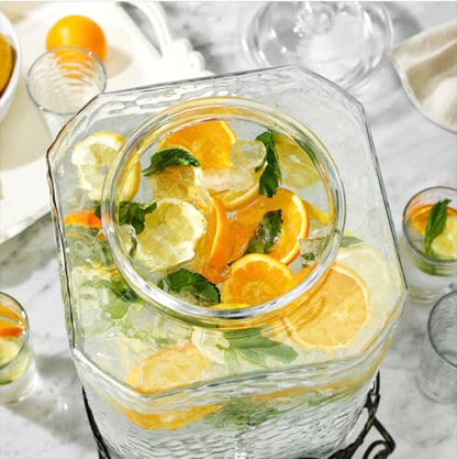5 GALLON Drink dispenser, Glass Beverage Dispenser With Elegant Stand, Large Water Drink Dispensers for Parties With 100% Leak Proof Spigot, Ideal for Lemonade,Juice, Tea, and Party Drinks - color: Stand Clear - 5 Gallon