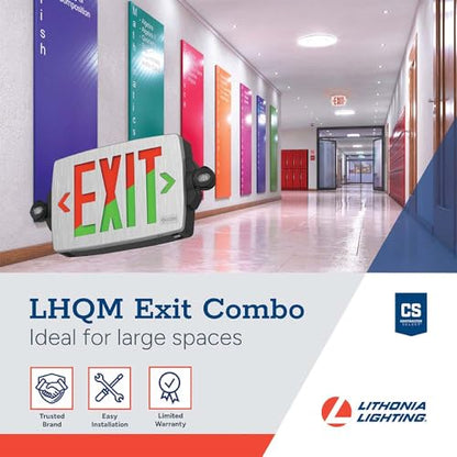 Lithonia Lighting Quantum LED Exit Sign Emergency Light Combo, Exit Sign and Emergency Lights for Business, 2-Head Fixture, Red/Green Selectable Letters, Brushed Silver (LHQM S BBS RG MVOLT M6) - color: Red/Green Selectable - Brushed Silver, size: 16.5" |