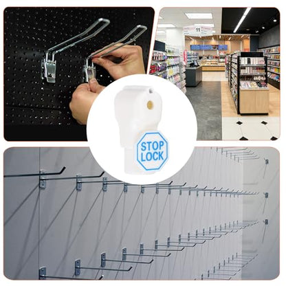 Peg Hook Locks PC Magnet Anti-Theft Pegboard 4mm White 50Pcs - color: White, size: 4mm