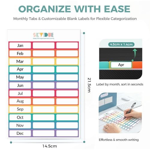 SKYDUE Accordion File Organizer, Expanding File Folder with 13 Pockets, Portable Document Paper Bill Receipt Organizer for Desk, Home School Office Supplies, Letter A4 Size Black - color: Black