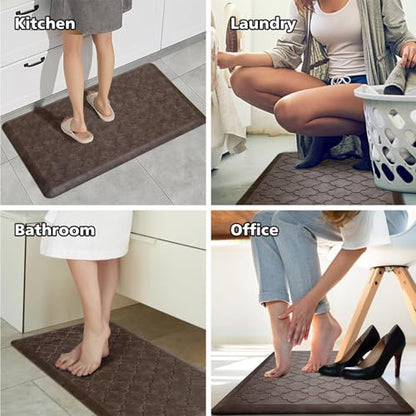 WISELIFE Kitchen Mat Cushioned Anti Fatigue Floor Mat, 17.3"x39", Brown - color: Brown, size: 1'5" x 3'3" (Rectangular)