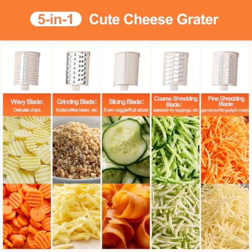 MOGAN Electric Cheese Grater, 5-in-1 Automatic Vegetable Slicer Shredder - color: Beige