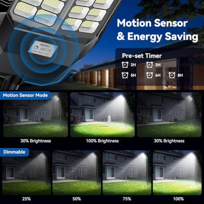 CEDIO 10000W Solar Street Lights Outdoor Waterproof with Motion Sensor