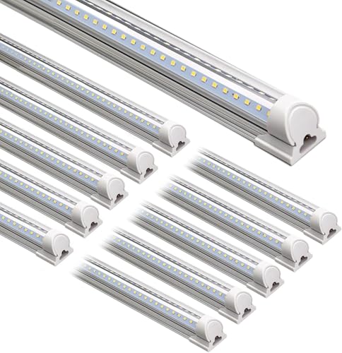 Barrina T8 LED Shop Lights 8FT, 72W 10000LM 5000K, High Output, 10 Packs - color: 5000K, size: 8ft-10 Packs
