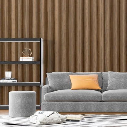 Art3d Fine Bar Design Slim Slat Wall Panel, 104 x 12 Inch, 4-Pack, Rosewood - color: Fine Bar Rosewood
