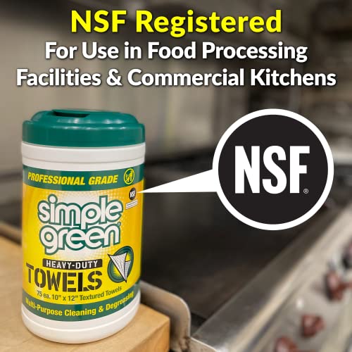 Simple Green Professional Grade Heavy-Duty Cleaning and Degreasing Towels, All-Purpose Cleaning Wipes, 75 count (Pack of 2) - size: 75 Count (Pack of 2)