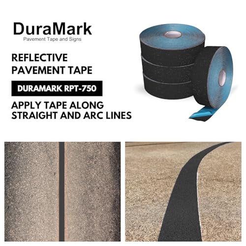DuraMark RPT-750 Reflective Pavement Marking Tape, Black, 3 in x 108 ft - color: Black, size: 3 Inch x 108 Ft