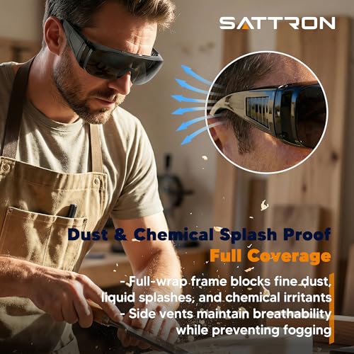 Tinted Safety Glasses Over Eyeglasses 12pk Dark Smoke Lens Safety Goggles ANSI Z87.1 Impact Resistant Fits Over Glasses Dust/Chemical Splash Proof Protective Eyewear for Work Construction - color: 12 Pack/ Gray Glasses