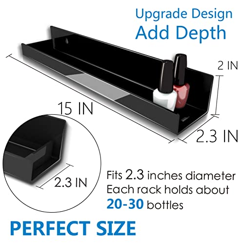 4 Pack 15 Inch Black Acrylic Floating Wall Shelves, Kids Bookshelf - color: 15in-black