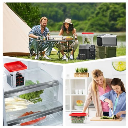 8 Quart Set of 4 Food Storage Containers Commercial Clear Square Food Storage Containers with Lids and Handles(BPA FREE) - color: Red-4Pack-8qt