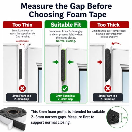 Weather Stripping Foam Tape 2 Rolls (1/2 in x 1/8 in x 16.4FT), Self Adhesive Door Seal for Small Gaps, Window Insulation, Draft Stopper Foam Strip Total 32.8 FT - size: 1/2in x 1/8in x 32.8FT