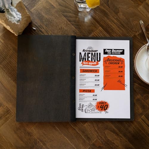 Inko Horeca - Wooden Menu Holder 11.8 х 9 inch - Menu Book for Restaurant - Hard Folding Menu Covers - Wooden Cafe Menu Folder Book for Bar - Bar Menu Sign (Wenge) - color: Wenge