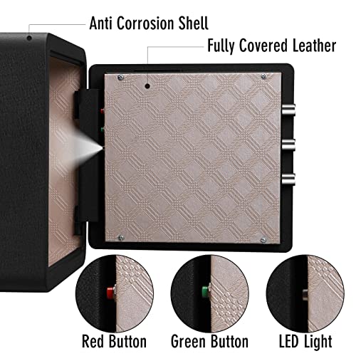 Tenamic Biometric Fingerprint Safe Box 1.41 Cuft Security Box with Induction Light and Leather, Solid Alloy Steel Home Cabinet Safe, Black - size: 1.41 cuft Biometric
