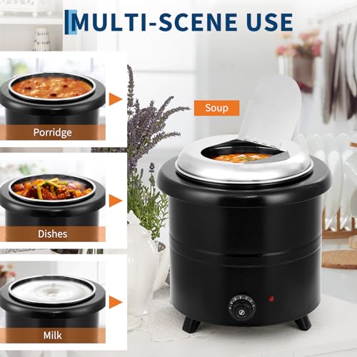 13.7QT Commercial Electric Soup Kettle Warmer, Stainless Steel Removable Pot with Hinged Lid & Anti-Scald Handle, Constant Temperature Food Warmer for Restaurant, Buffet, Catering, Banquet
