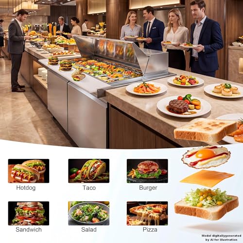 48’’ W Commercial Refrigerator Sandwich Salad Prep Table Refrigerators 2 Door with 18 Pans, Prep Station Fridge for Restaurant, Bars, Shops