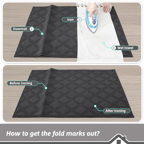 BEQHAUSE Dirt Trapper Door Mat 20" x 32" Non-Slip Washable, Dark Grey - color: Dark Grey, size: 20" X 32" (Rectangular)