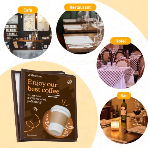 2Pcs 8.5 x 11" Menu Covers, 4 Page Transparent Restaurant Menu Cover - size: 4 Page