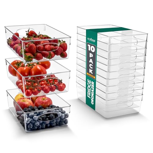 Sorbus Fridge Organizers and Storage, Clear Bins (Extra Large, 10 Pack) - size: XL, style: 10 Pack