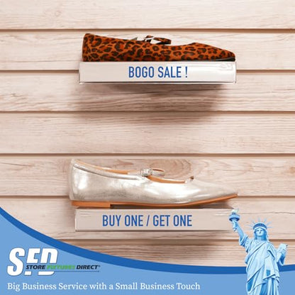Slatwall Flat Clear Acrylic Shoe Shelf w/ 1.25" H x 10" L Sign Holding Slot, 4" D x 10" L, 50 Pack - size: 50 Pack