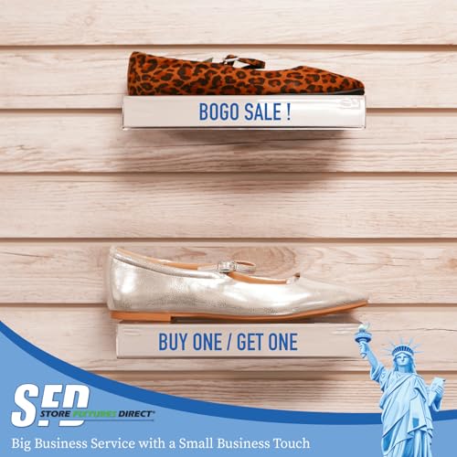 Slatwall Flat Clear Acrylic Shoe Shelf w/ 1.25" H x 10" L Sign Holding Slot, 4" D x 10" L, 10 Pack - size: 10 Pack