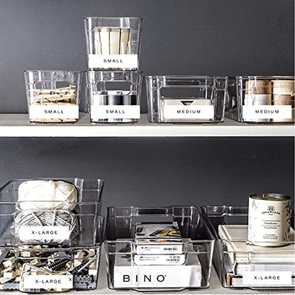 BINO | Stackable Storage Bins, Small - 4 Pack | The Stacker Collection | Clear Plastic Storage Bins | Organization and Storage Containers for Pantry & Fridge | Multi-Use Organizer Bins | BPA-Free - size: 4PK - Small