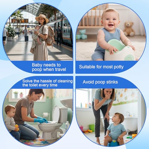 Dunzoom 400 Pcs Potty Liners with Portable Potty Training Bags 18" x 8"