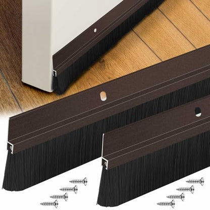 Gisafai 2 Pcs Aluminum Door Sweep, 48 Inches, Brown - color: Brown, size: 48 Inch